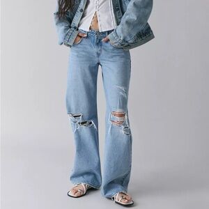 New Levi’s Premium Low Loose Jeans Distressed Straight Leg